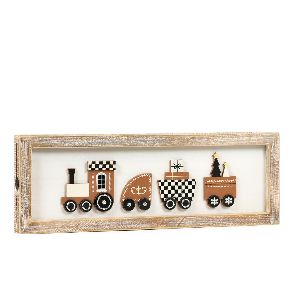 Train/Welcome Reversible Wood Framed Sign
