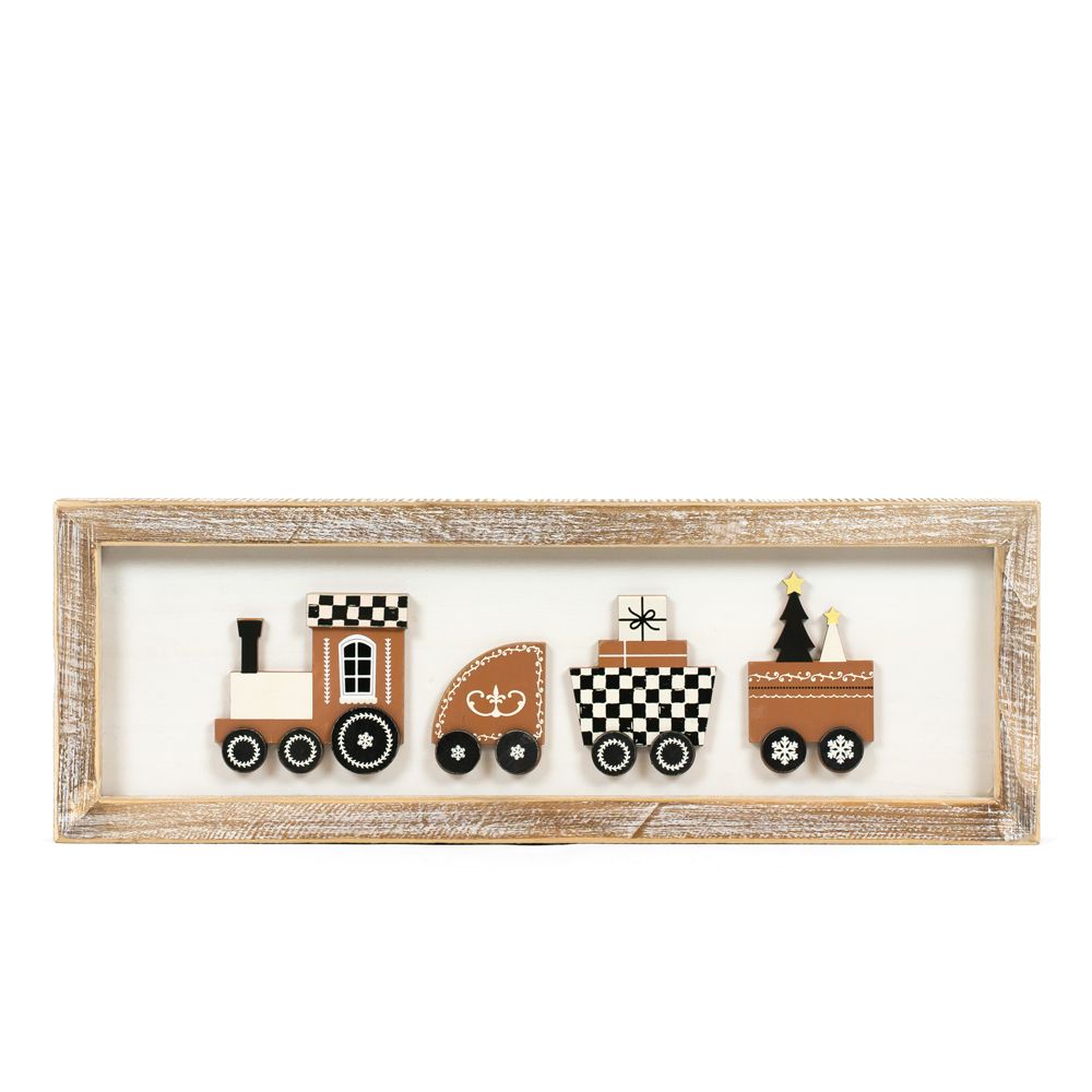 Train/Welcome Reversible Wood Framed Sign