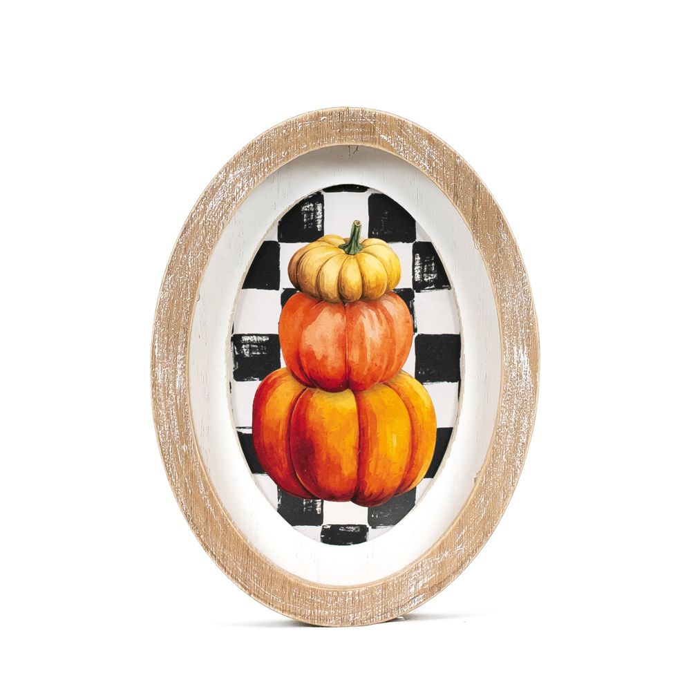 Stacked Pumpkins Wooden Sign