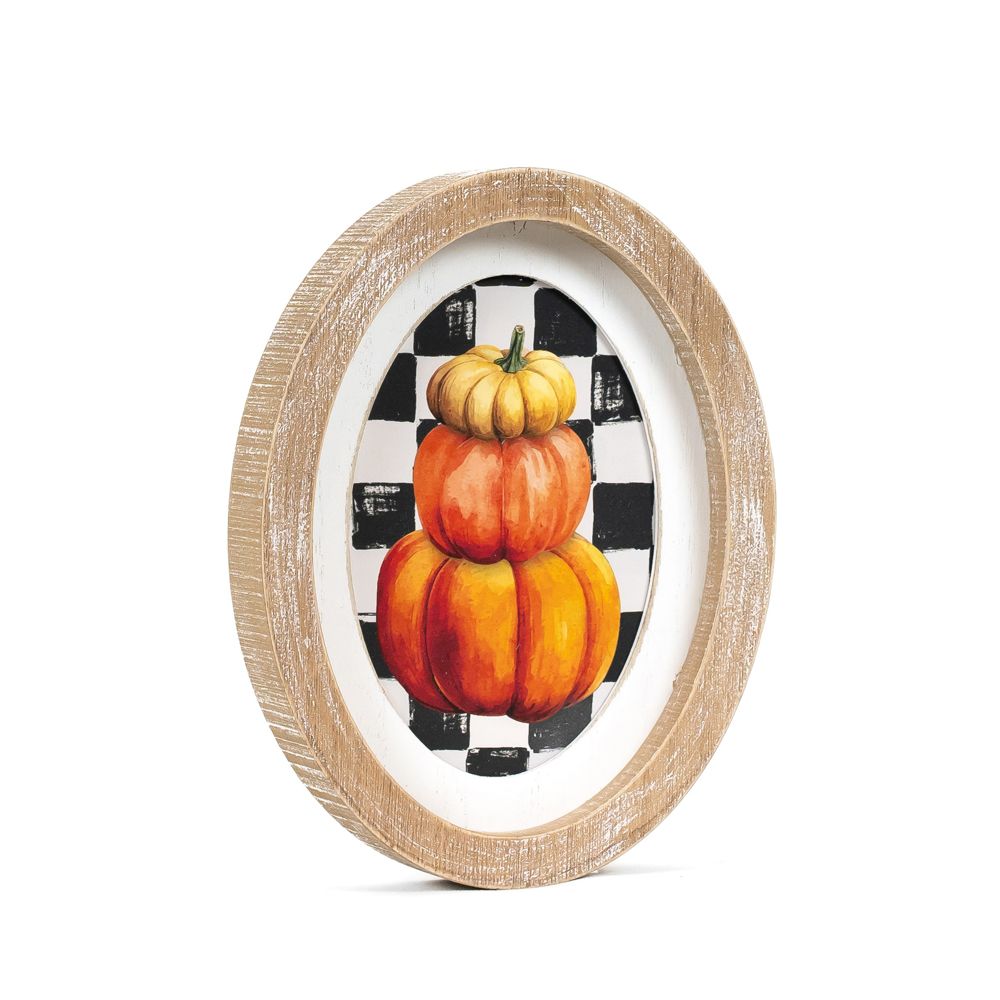 Stacked Pumpkins Wooden Sign