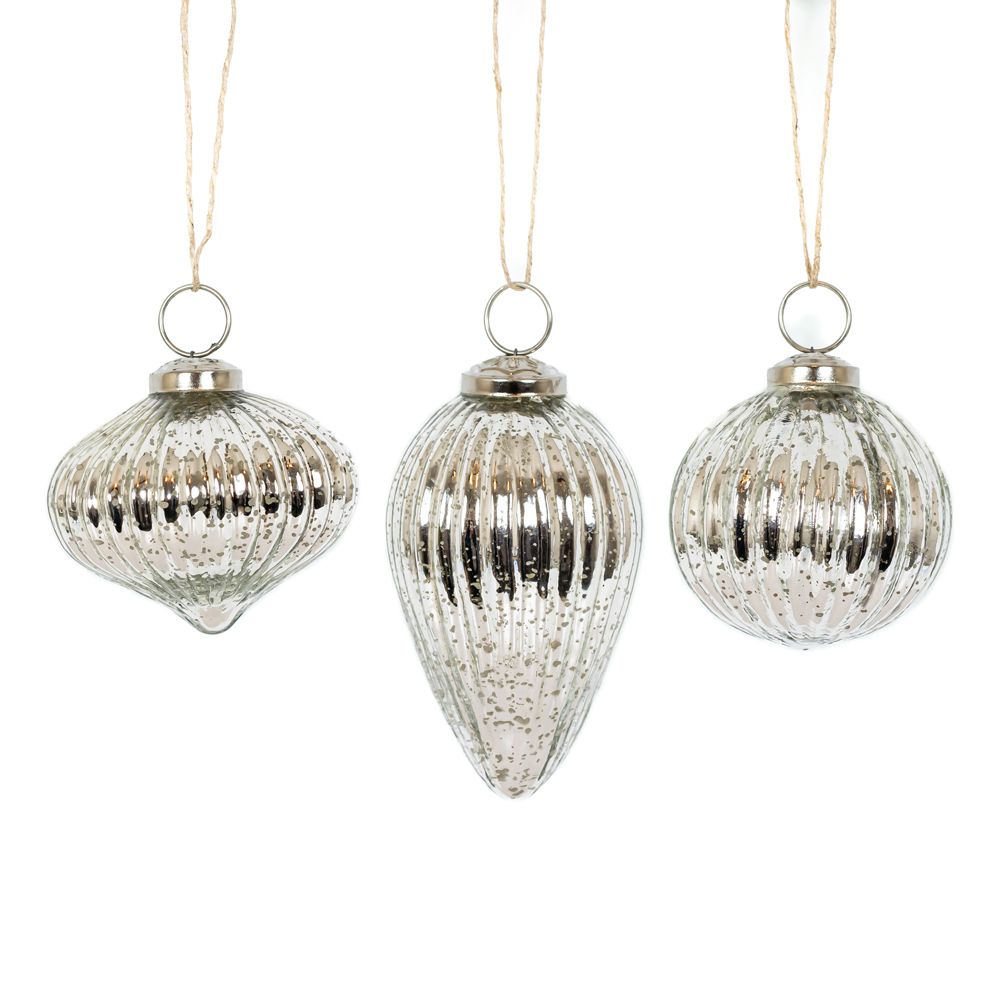 Mercury Glass Ornaments Set of 3 - 5 colors to choose from