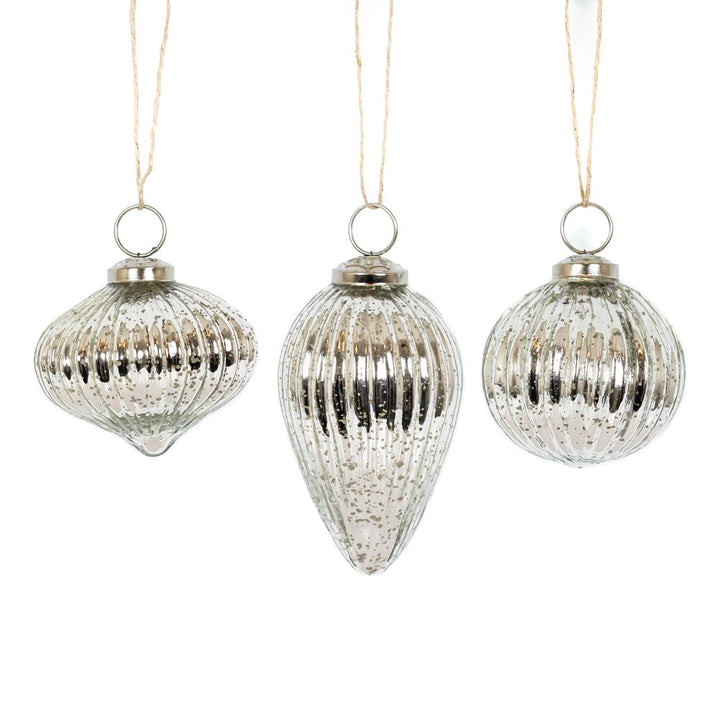 Mercury Glass Ornaments Set of 3 - 5 colors to choose from