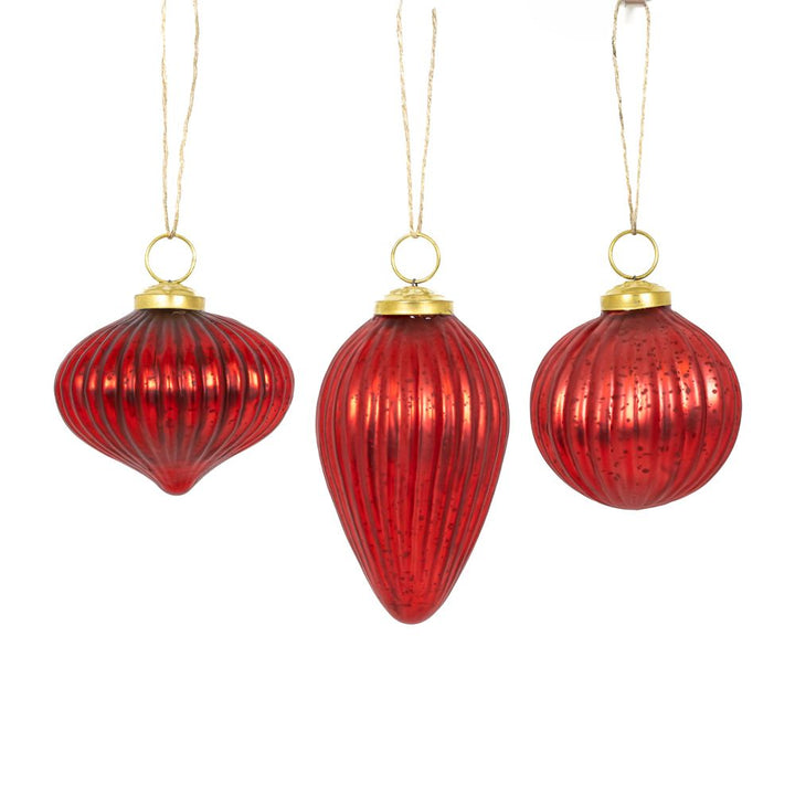 Mercury Glass Ornaments Set of 3 - 3 colors to choose from