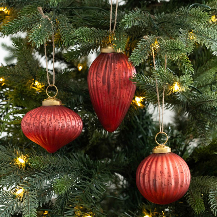Mercury Glass Ornaments Set of 3 - 3 colors to choose from