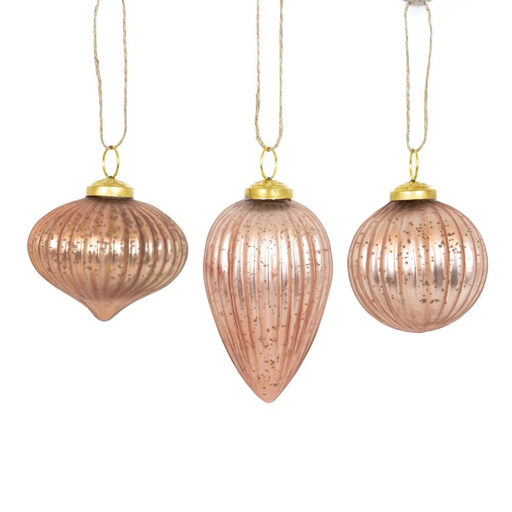 Mercury Glass Ornaments Set of 3 - 3 colors to choose from