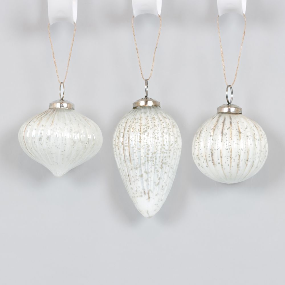 Mercury Glass Ornaments Set of 3 - 3 colors to choose from