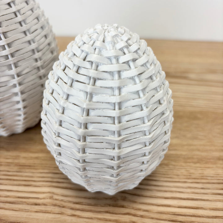 White Wicker Egg - 2 Sizes