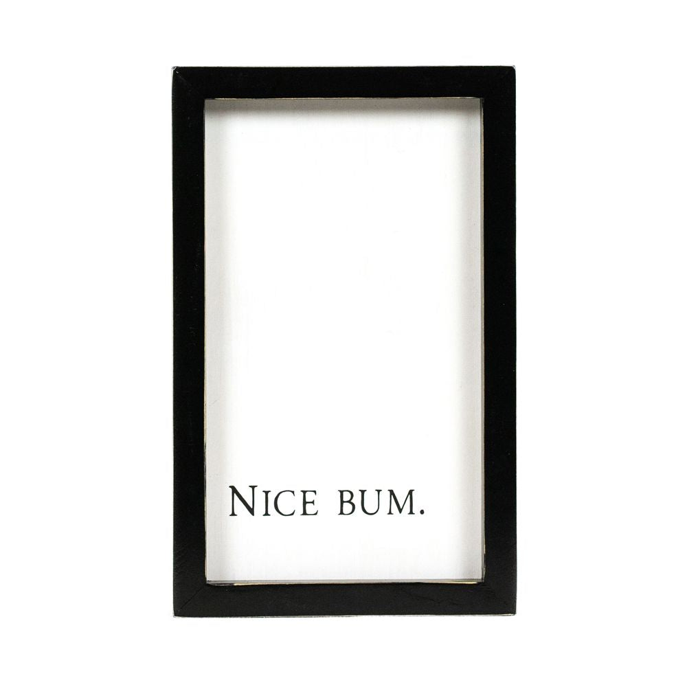 Nice Bum/Five Stars Reversible Wood Framed Washroom Sign