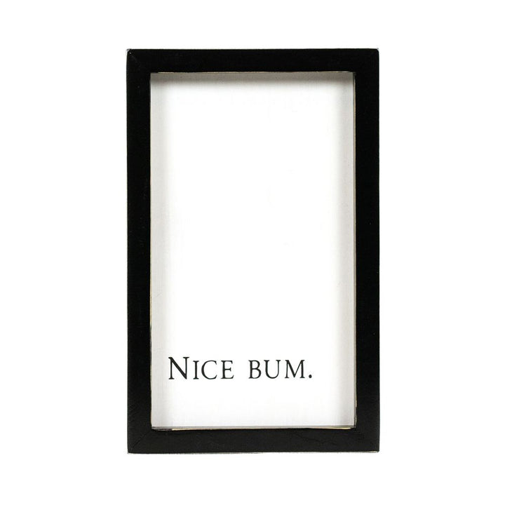 Nice Bum/Five Stars Reversible Wood Framed Washroom Sign