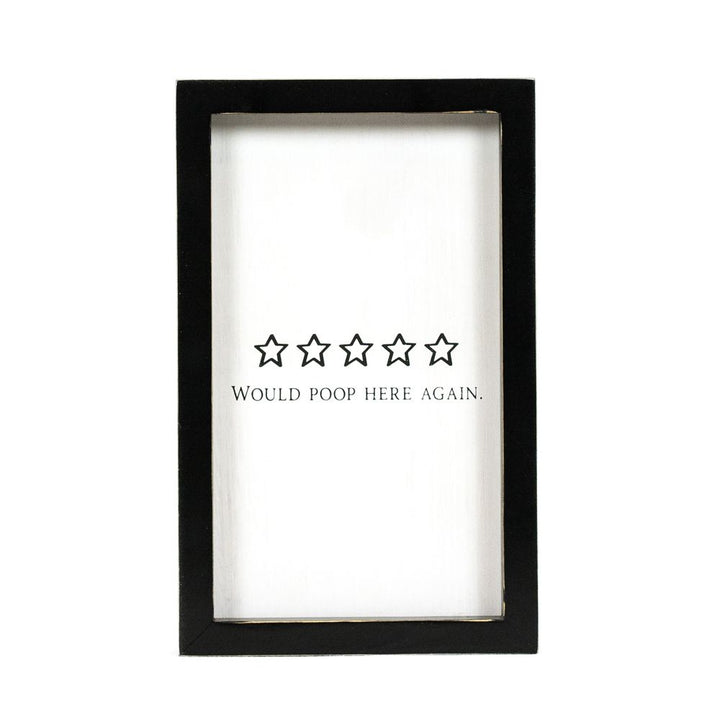 Nice Bum/Five Stars Reversible Wood Framed Washroom Sign