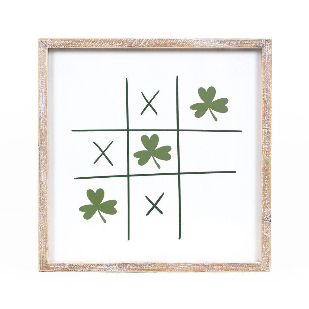 Heart/Clover Tic Tac Toe Reversible Wood Framed Sign