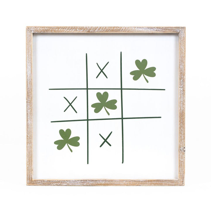 Heart/Clover Tic Tac Toe Reversible Wood Framed Sign