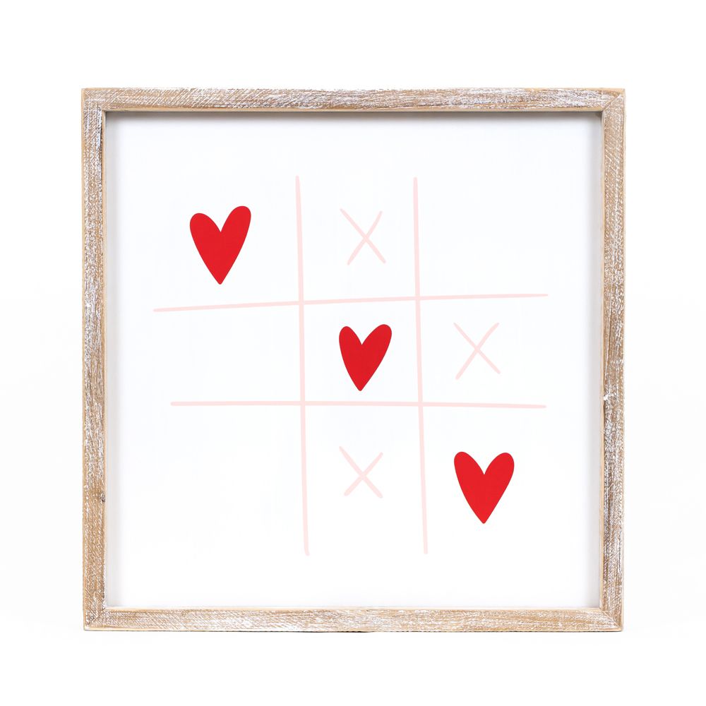 Heart/Clover Tic Tac Toe Reversible Wood Framed Sign