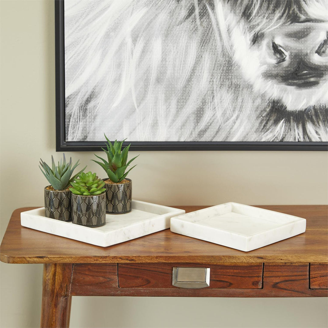 Marble Minimalistic Square Tray Set - 2 Colors