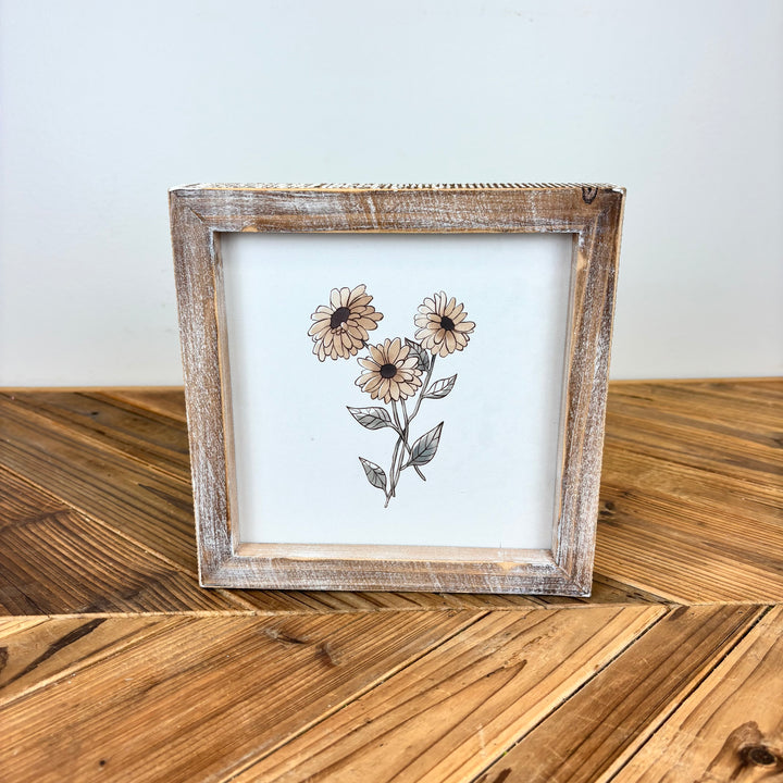 Sunflower/Daisy Reversible Wood Frame Sign