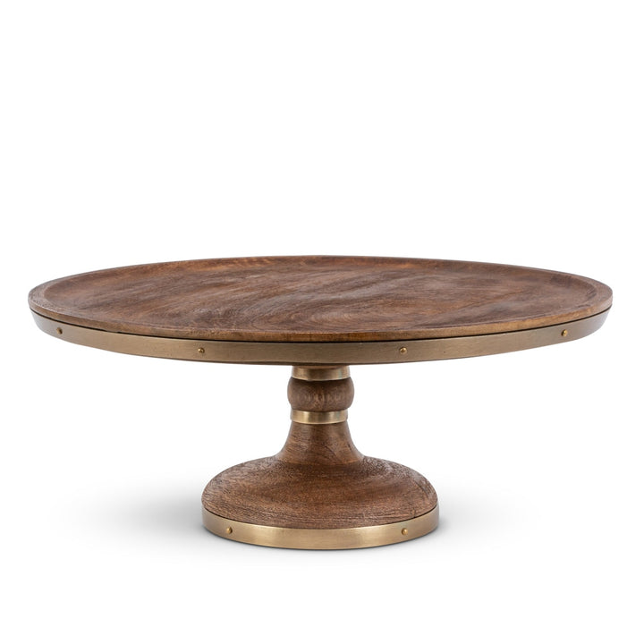 Stained Mango Cake Stand with Antiqued Metal Rim