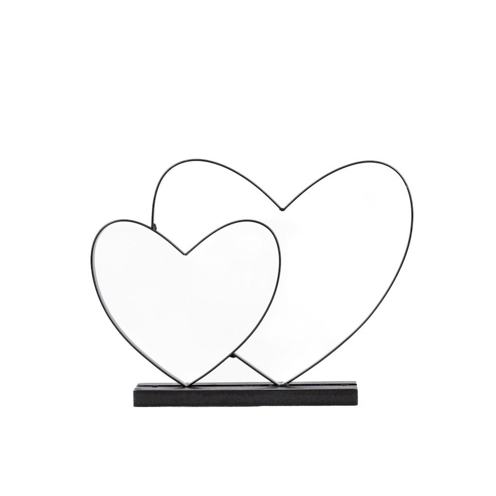 Metal Hearts on Wood Base