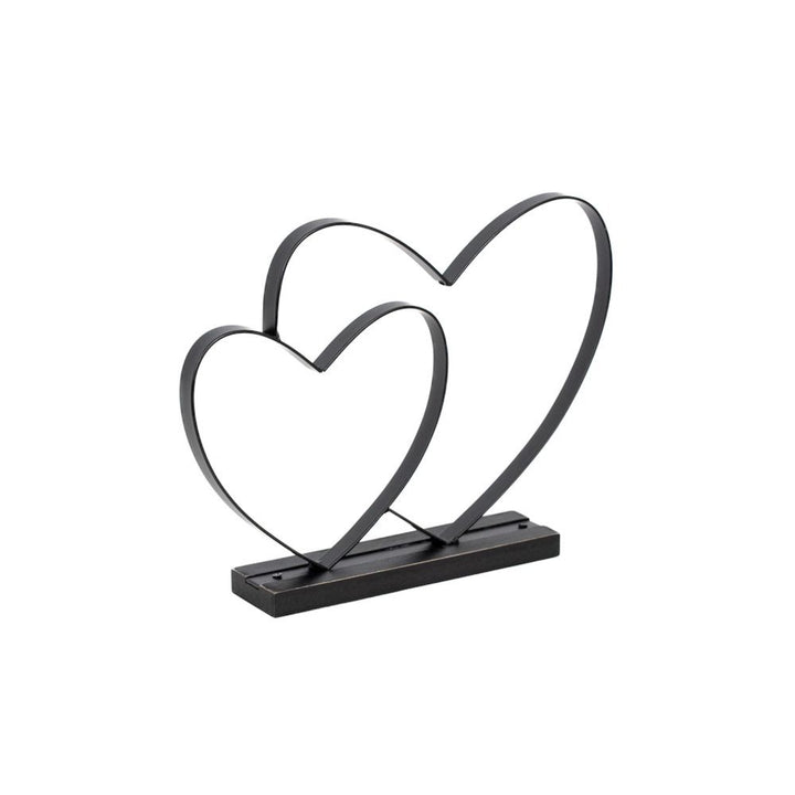 Metal Hearts on Wood Base