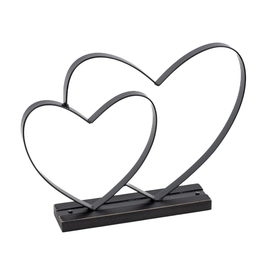 Metal Hearts on Wood Base