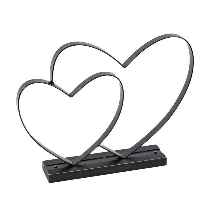 Metal Hearts on Wood Base