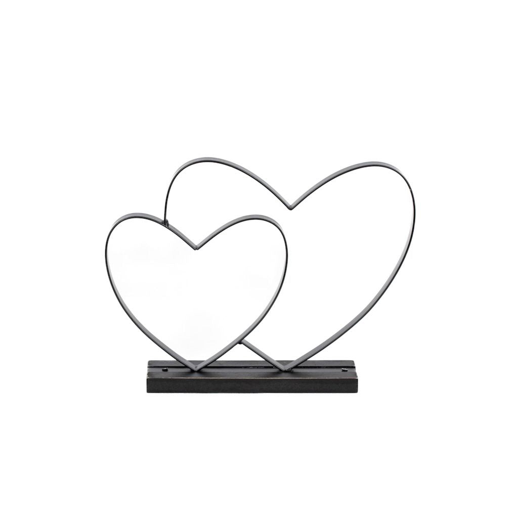 Metal Hearts on Wood Base