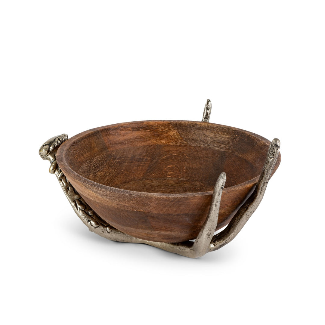 Mango Wood Bowl with Antler Stand