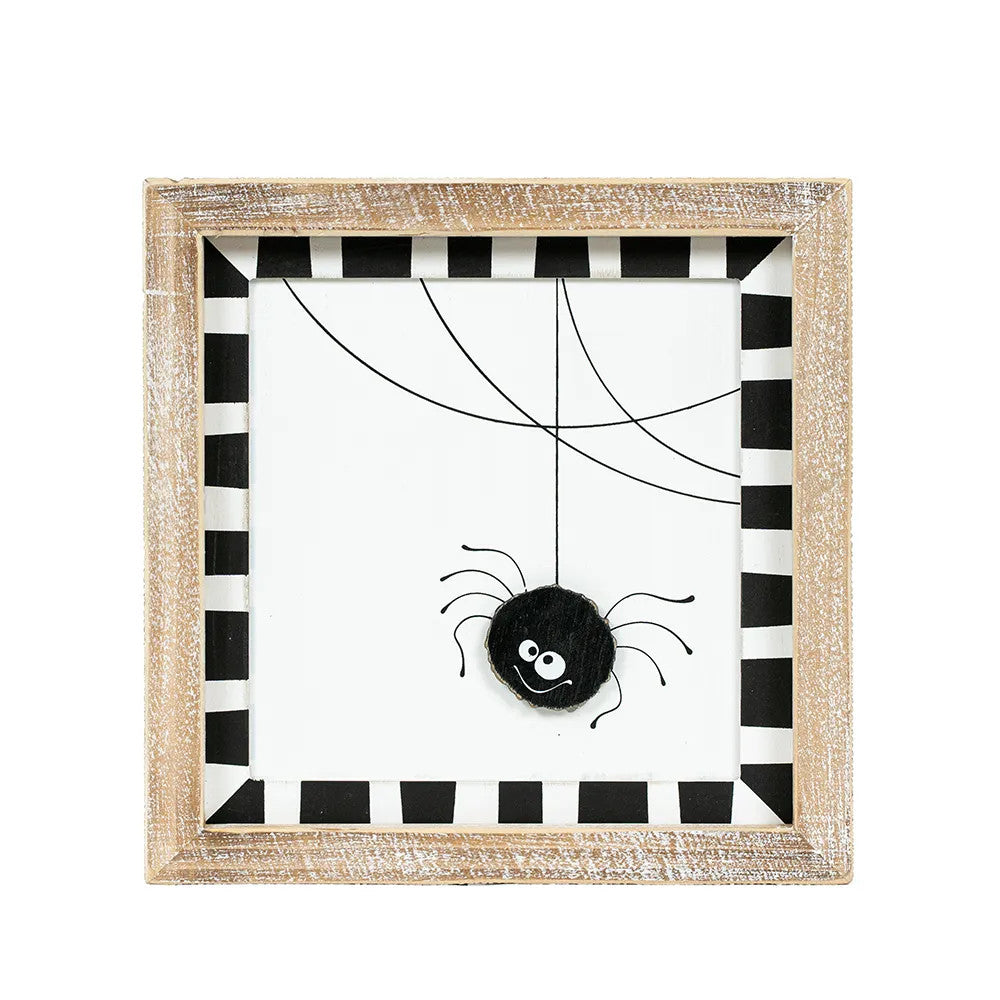 Spider / Hello Pumpking Reversible Wood Sign