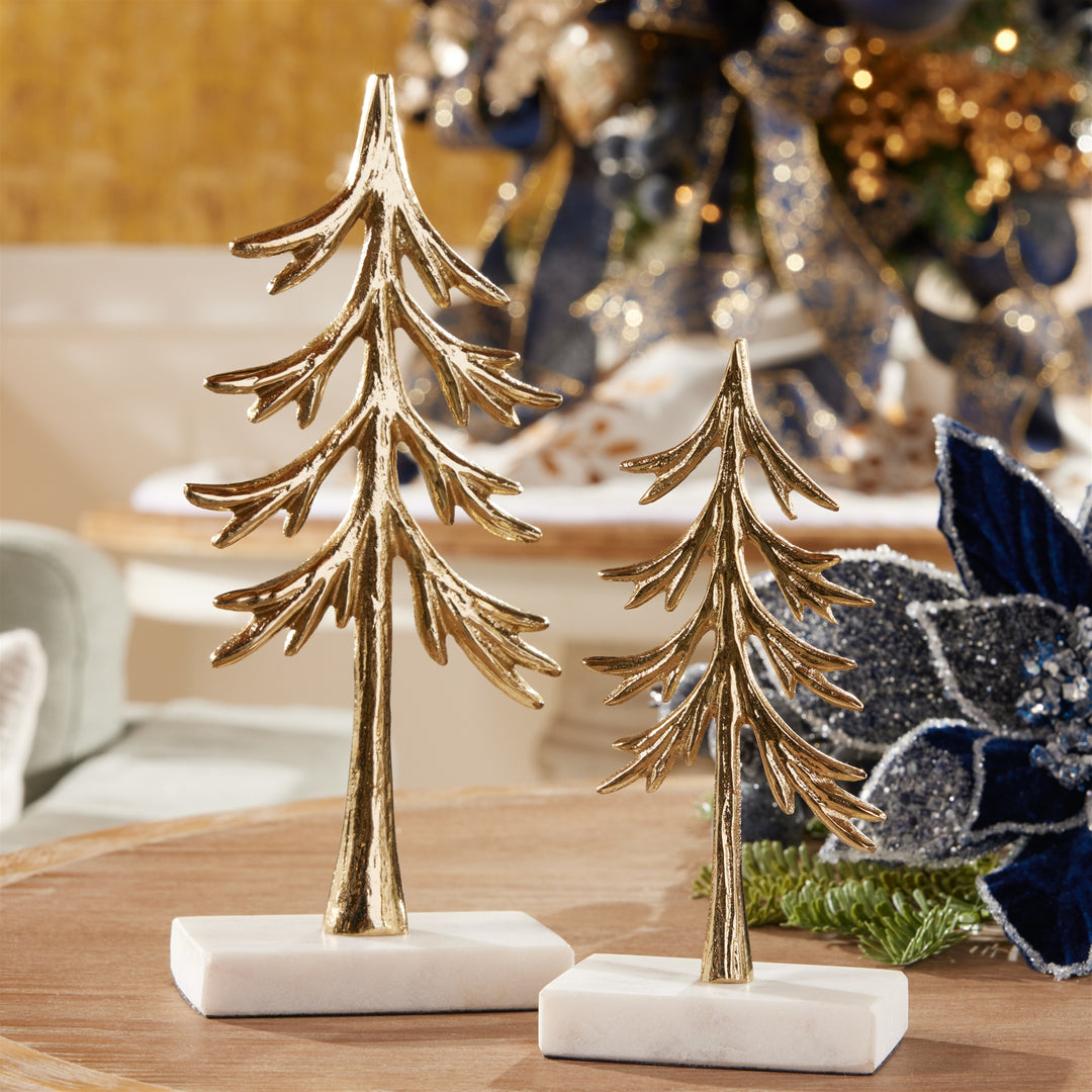 Gold Cast Aluminum Tree on Marble Base - 2 Sizes