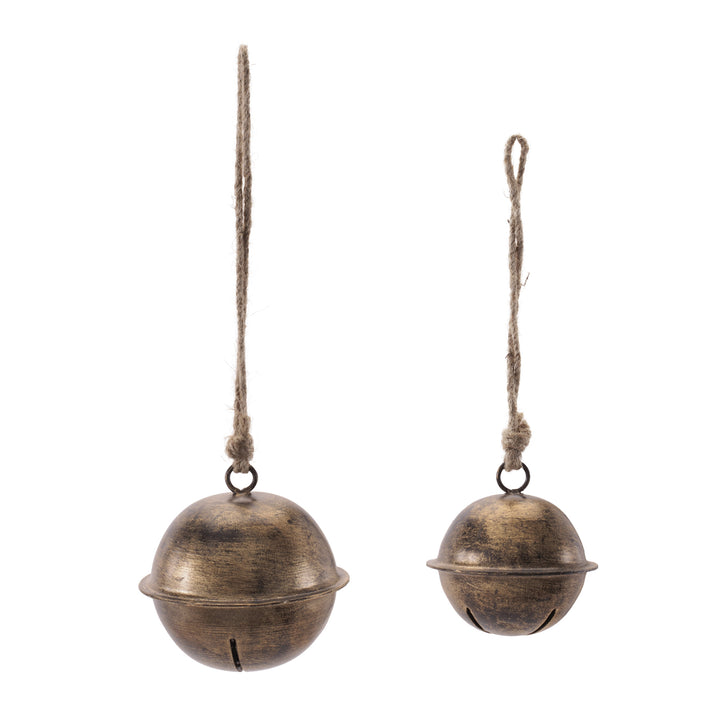 Antiqued Gold Jingle Bell Ornament - 2 Sizes