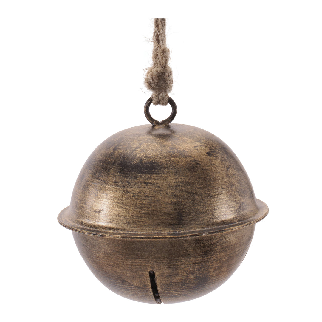 Antiqued Gold Jingle Bell Ornament - 2 Sizes