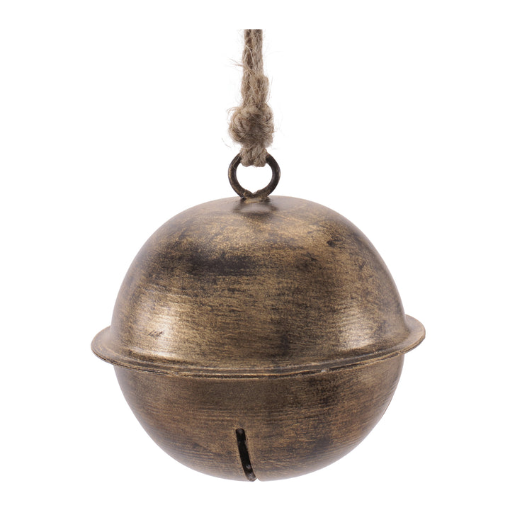 Antiqued Gold Jingle Bell Ornament - 2 Sizes