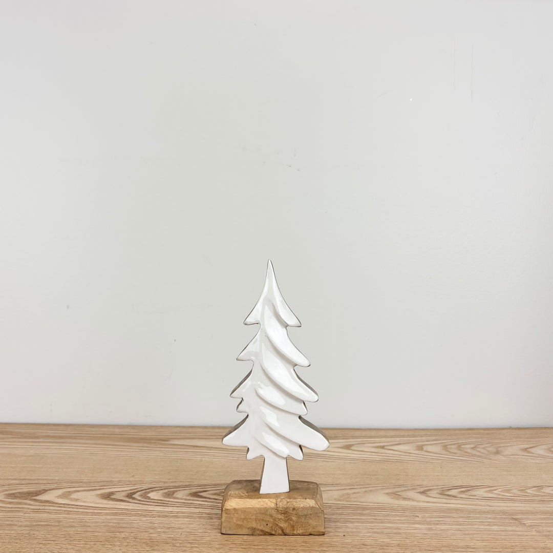 White Enamel Mango Wood Tree - 3 Sizes