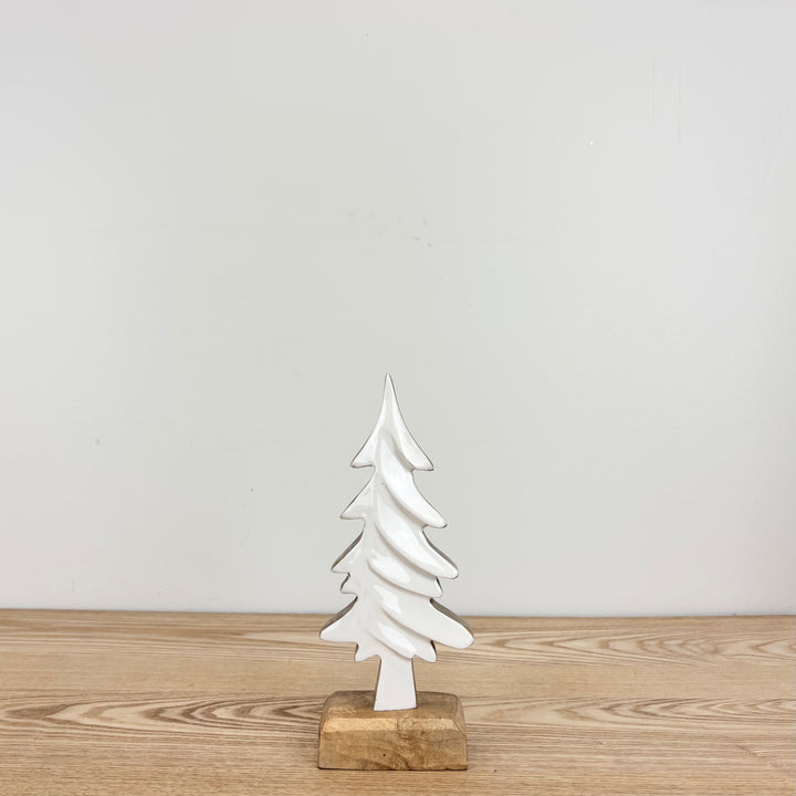 White Enamel Mango Wood Tree - 3 Sizes