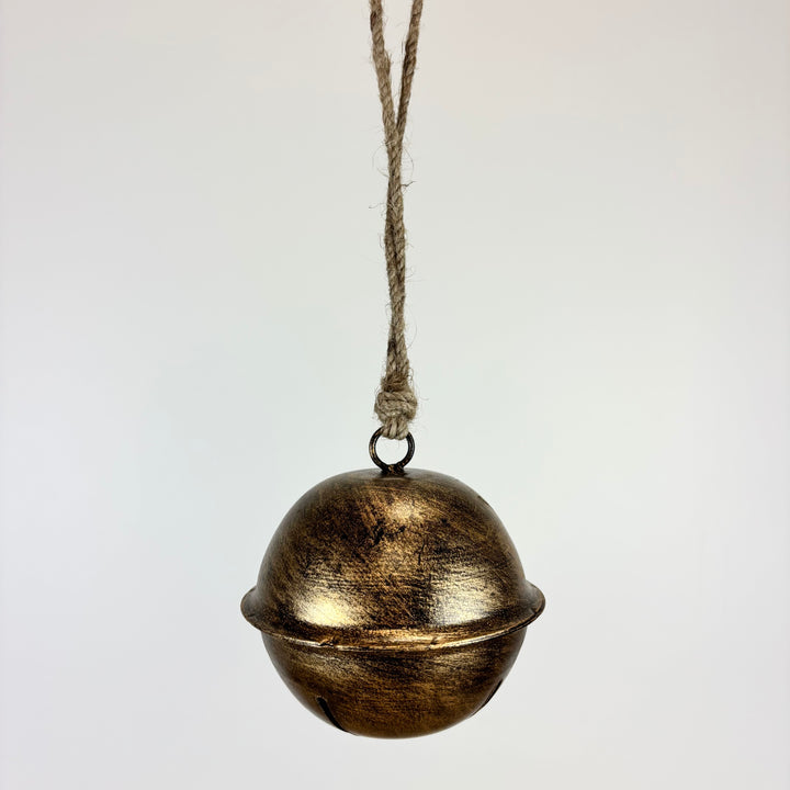 Antiqued Gold Jingle Bell Ornament - 2 Sizes
