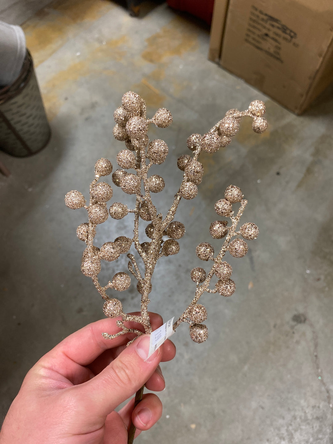 Glittered Berry Stem - Champagne