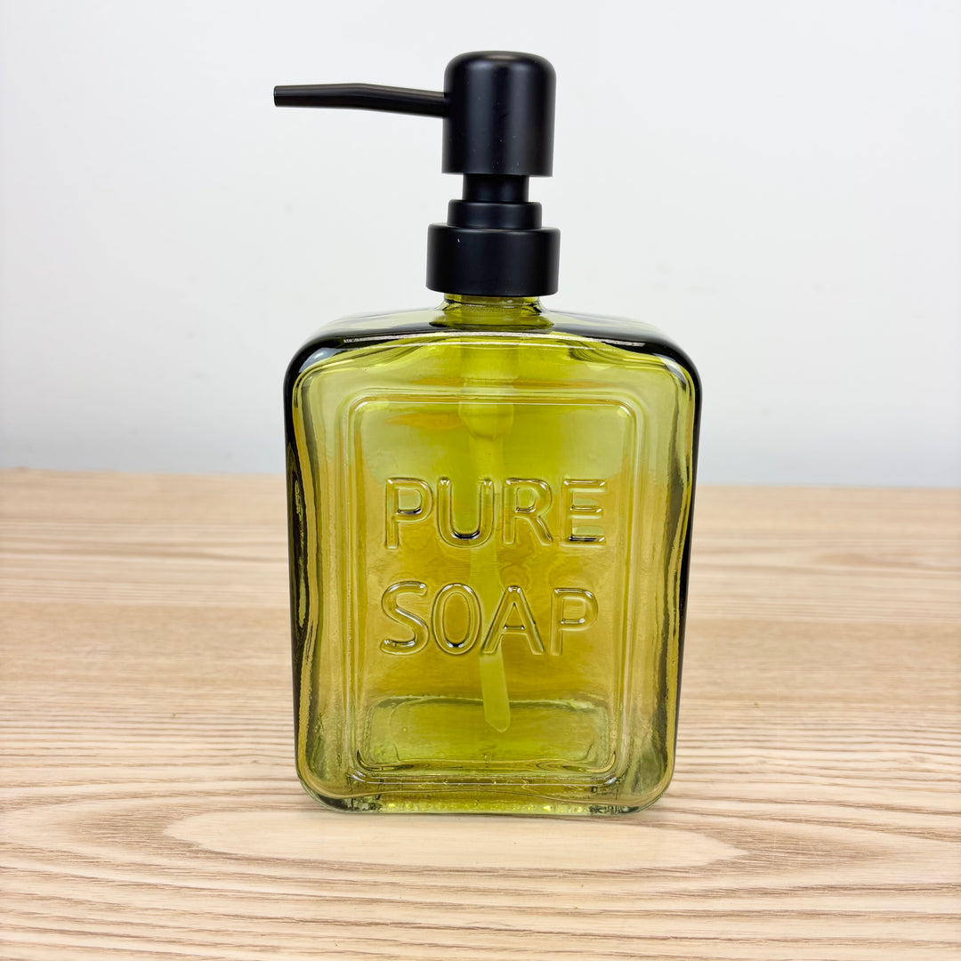 Olive Glass Soap Containers - 2 Styles