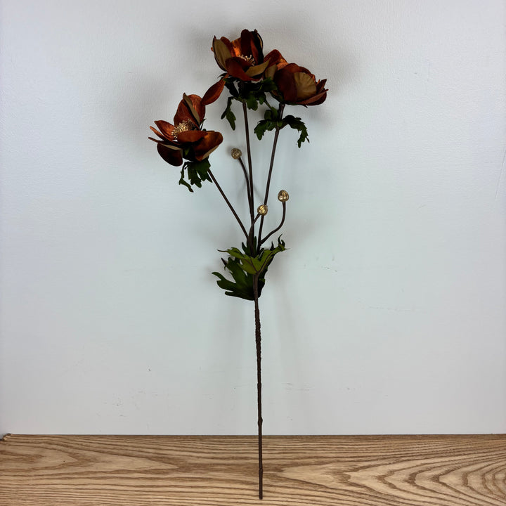 Velvet Anemone Spray, Nutmeg