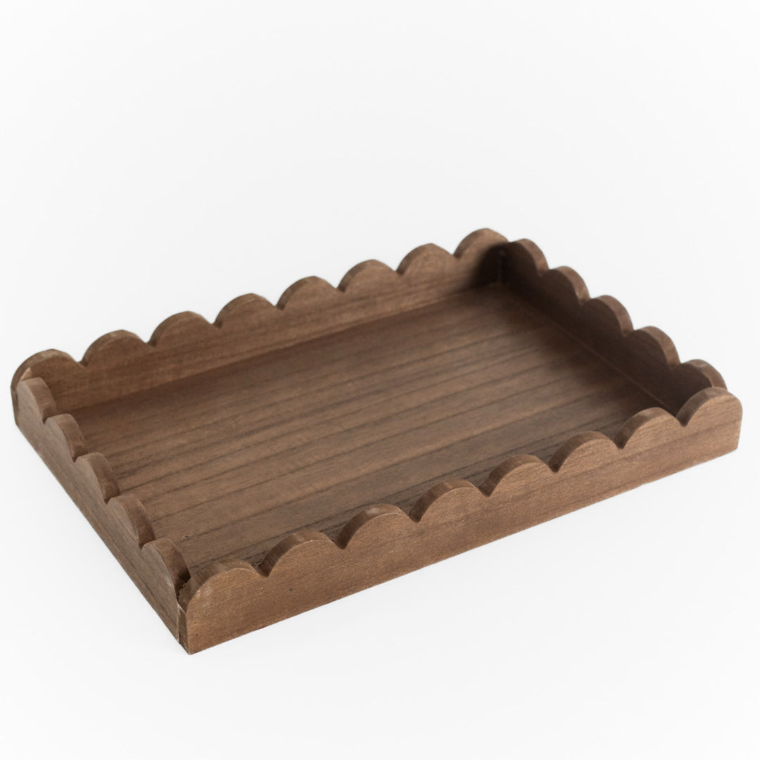 Wood Scallop Tray, 2 sizes, 4 colors