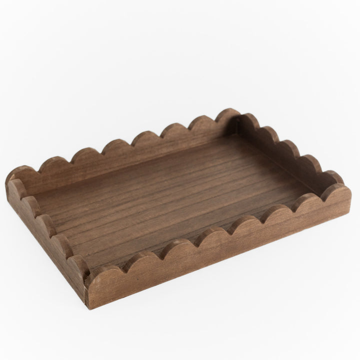 Wood Scallop Tray, 2 sizes, 4 colors
