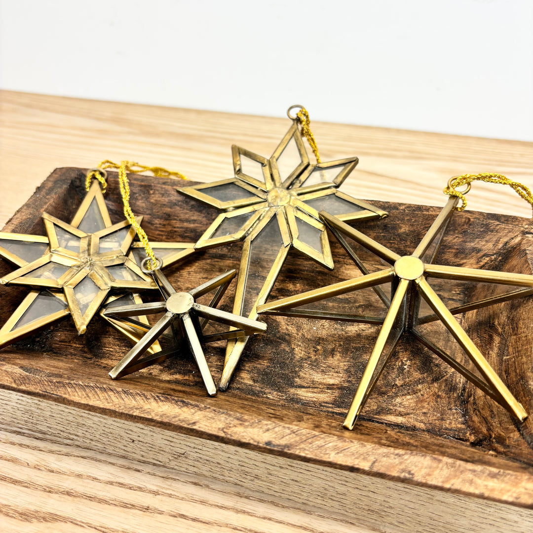 Metal and Glass Star Ornaments - 4 Styles