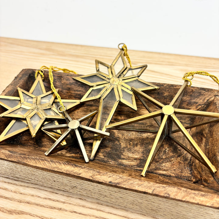 Metal and Glass Star Ornaments - 4 Styles