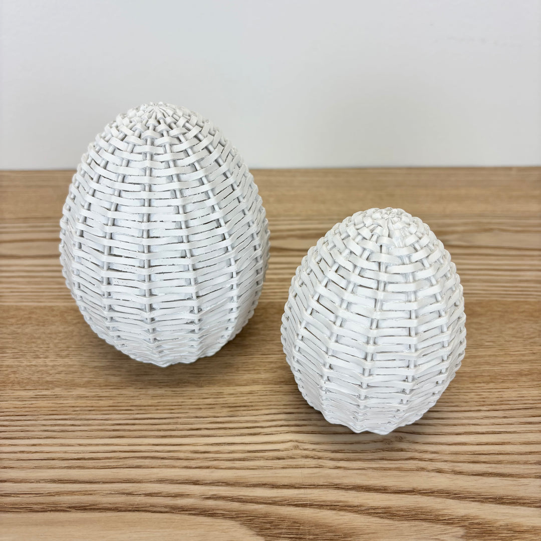 White Wicker Egg - 2 Sizes