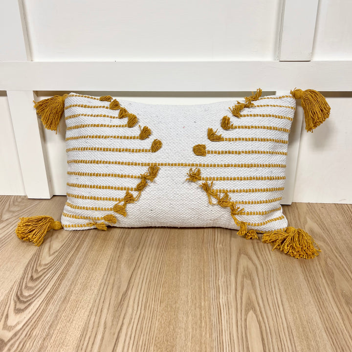 Mustard and White Pillow