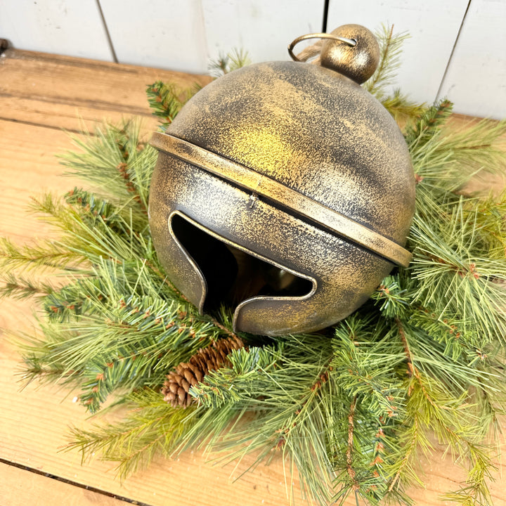 Gold Jingle Bell & Pine Candle Ring Table Design Kit