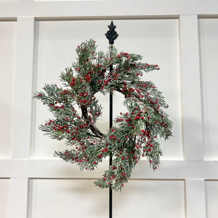 4.5" Frosted Candle Ring with Red Berries