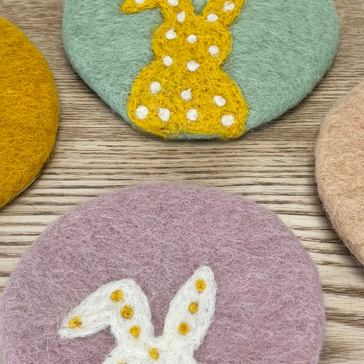 Felted Bunny Coasters - Set of 4