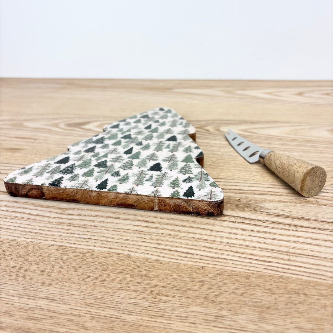Tree Shaped Cheese Board with Knife