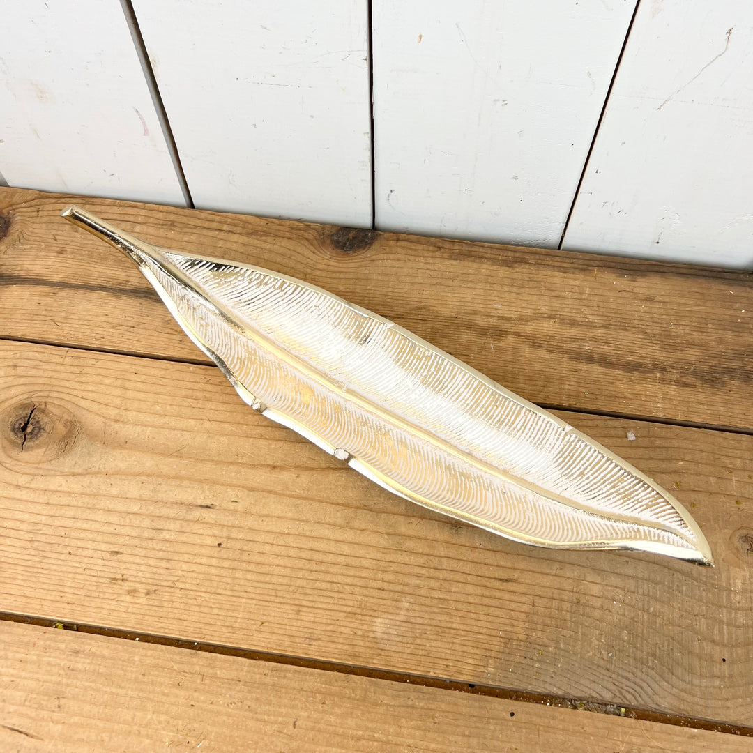 Gold and White Leaf Tray