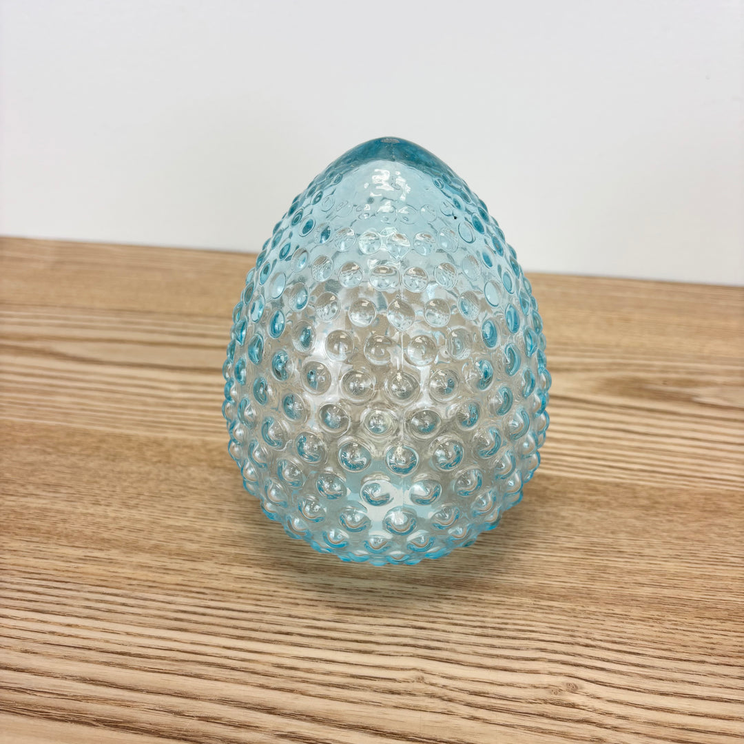 Blue Hobnail Glass Egg