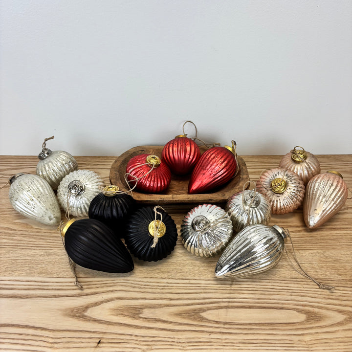 Mercury Glass Ornaments Set of 3 - 5 colors to choose from